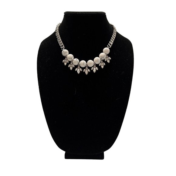 Adornable U Silver White Marble Rhinestone Reversible Statement Classic … - Picture 15 of 16